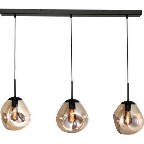 Lampe à suspension en verre Lava 3x verre doré Ø 24cm - 2761-05-100-3-02-61