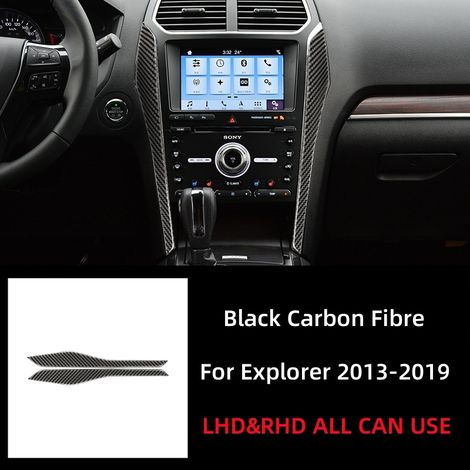 (Noir) Accessoire auto en fibre de carbone compatible avec Ford Explorer 2013-2019 : garniture latérale décorative pour système de navigation central (autocollant). (1/5)