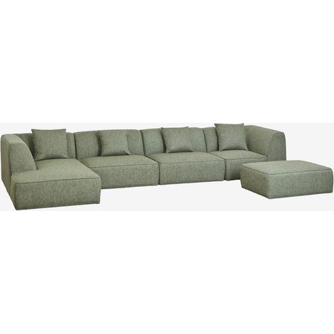 Sofá modular chaise longue izquierdo de 4 piezas con puff tapizado Cardea SKLUM (1/5)