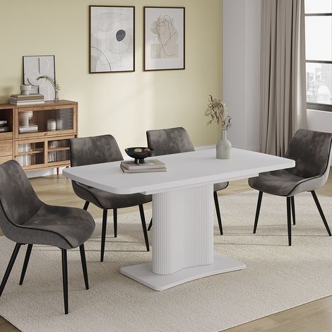 Mesa de comedor Fenaro, Blanco/blanco, 120 x 80 cm extensible, Vicco (1/5)