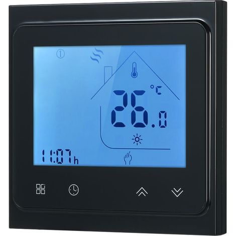Thermostat de chauffage électrique à commande Wi-Fi/application/voix, thermostat de chauffage au sol électrique, thermostat noir (1/5)