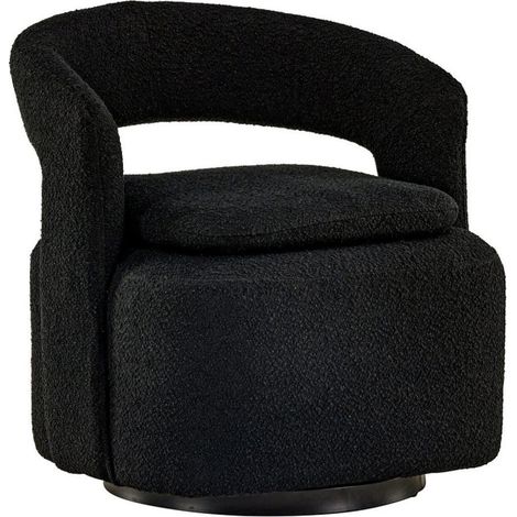Fauteuil Design Bouclette "Laurel" 75cm Noir (1/5)