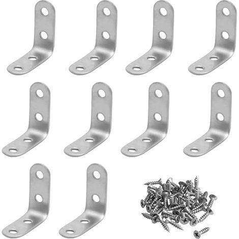 Petites équerres, lot de 10 équerres d'angle en acier inoxydable, équerres de fixation pour petites étagères 40x40mm, équerres de (1/5)