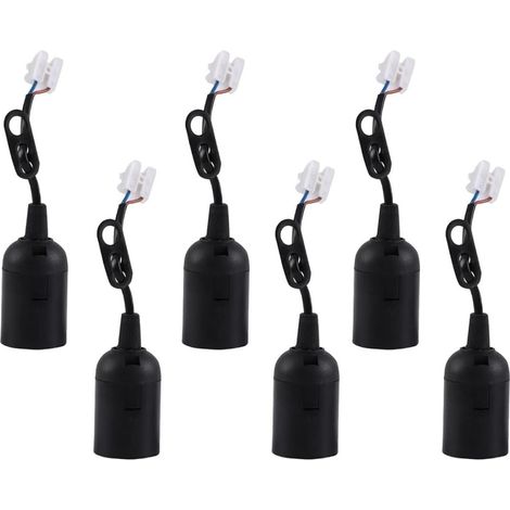 Support Lampe E27 - Avec Câble - Noir - Pour Ampoules E27 Jusqu'à 250 V 4 A - Idéal DIY Suspension Déco Intérieure Extérieure - Lot de 6 (1/5)