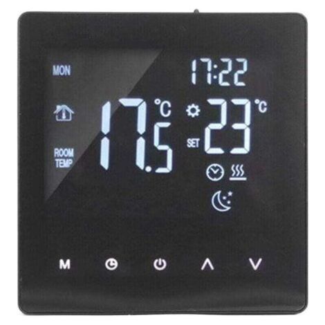 Digital Thermostat with LCD Display, XU, Programmable, Smart, Touch, Floor Hot Water Boiler Controller, Black, AC90-240V, K2MRH3A - (1/4)