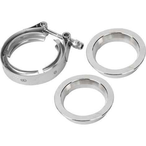 Collier de serrage en V en acier inoxydable pour tuyau d'échappement automobile - JINFGERNE - 2,25 pouces (57 mm), durable, facile à installer et compatible avec la plupart des canalisations (1/5)
