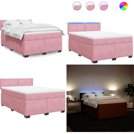 vidaXL Sommier à lattes de lit avec matelas Rose 160x200 cm Velours (1/5)