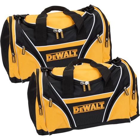 2 x Dewalt Tool Bag 18"" 46cm Toolbag Yellow Black Open Top DIY Gym Tools Holdall (1/5)