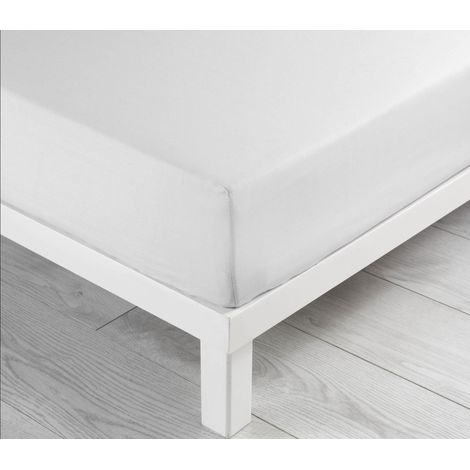 Drap Housse 100 % Coton - Lina - 140x190cm - blanc. (1/5)