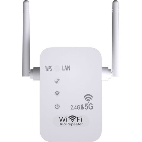 Répéteur WiFi 5G + 2.4G 1200 Mbps – 4 antennes externes à gain élevé – Portée jusqu'à 10m – Installation rapide WPS - FIL 5 G (1/4)