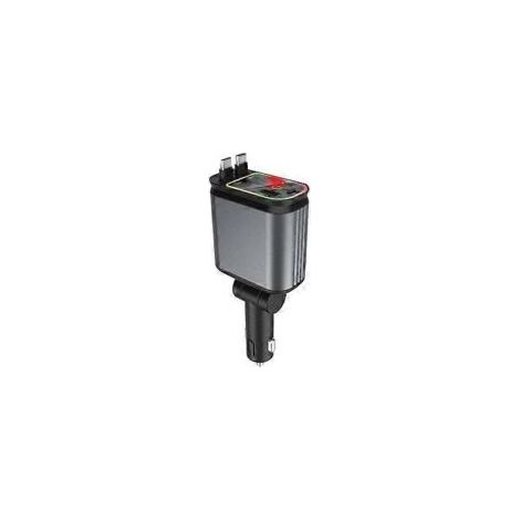 Crezuo 4-in-1 Autoladegerät mit einziehbarem Ladekabel, USB-Schnellladekabel und Sternenlicht-Ambientebeleuchtung für das Autodach