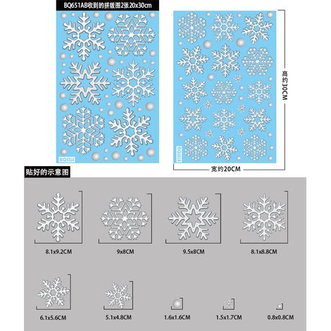 Autocollants statiques flocons de neige de Noël, autocollants décoratifs de Noël pour vitres, décorations de fenêtre pour le Nouvel An, autocollants flocons de neige dorés et argentés pour fenêtres.