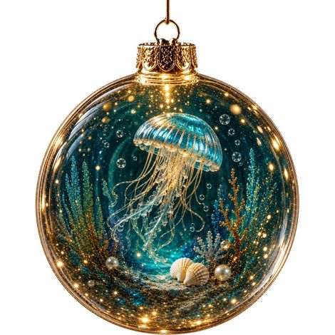Méduse lumineuse miniature 3D, décoration de Noël, 10 x 10 cm, modèle A avec lumière. (1/2)