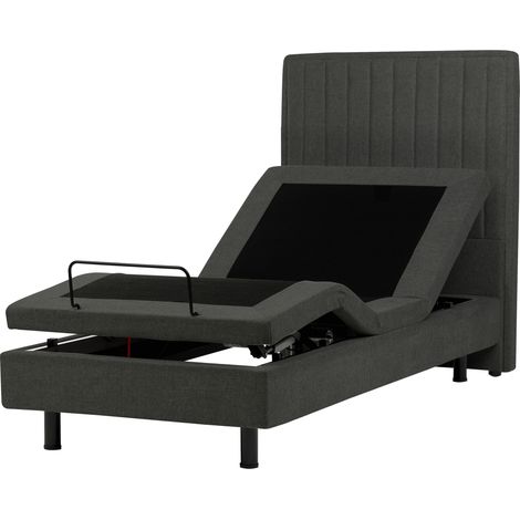 Cama articulada eléctrica moderna mando a distancia ajustable tapicería de tela gris oscuro 90 x 200 cm Duke II