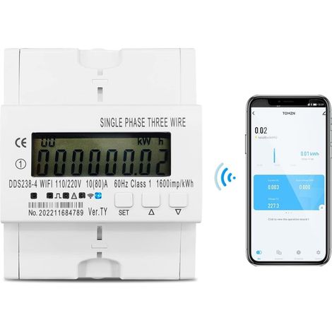 Moniteur d'énergie domestique intelligent 2 phases 3 fils 80A Din Rail Tuya WIFI compteur d'énergie intelligent moniteur de consommation d'énergie KWh mètre wattmètre Moniteur d'électricité en temps r (1/5)