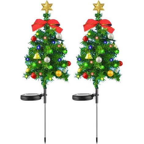 Lot de 2 guirlandes lumineuses solaires LED pour sapin de Noël, résistantes à l'eau, pour extérieur. (1/5)