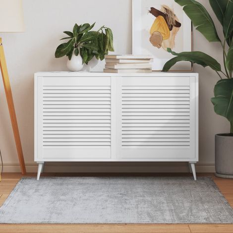 Portes d'armoire à lattes, lot de 2, blanches, 61,5 x 59,4 cm, en bois massif