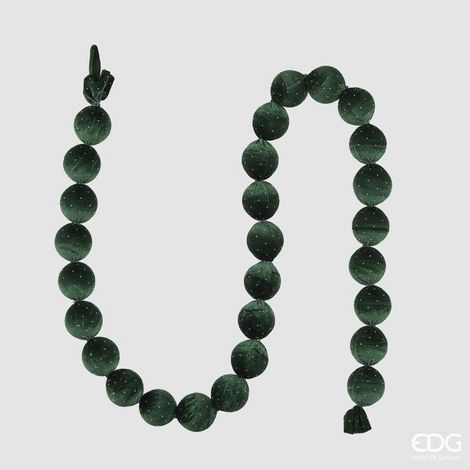 EDG Enzo De Gasperi Festone Natalizio 28 Palle in Velluto Verde Scuro L180 cm – Decorazione di Natale (1/2)