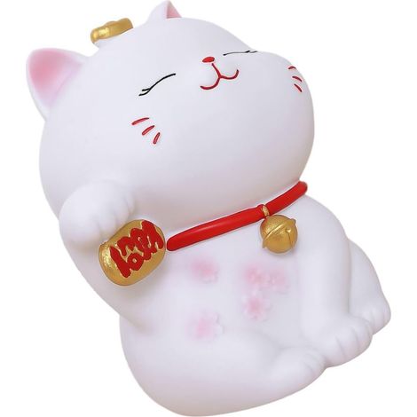 Tirelire Chat Fortune Vinyle Incassable Pot à Monnaie Mignon pour Bureau Cadeau Économies pour Garçon Fille et Adultes Décoration Stable (1/5)