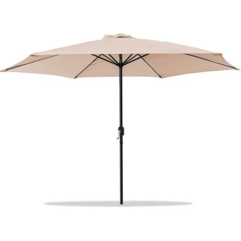 Parasol de jardin - JUANIO - Modèle standard - Diam. 300 cm - Protection anti-UV - Manivelle inclinable (1/4)