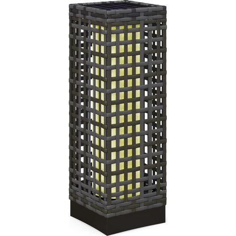 Lámpara solar de exterior efecto ratán con sensor de luz LED 2500 K gris HOMVRA (1/5)