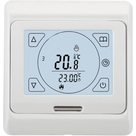 Thermostats de Chauffage hebdomadaires programmables à écran Tactile, AC230V 3A,Fonctionne pour Chauffage au Sol radieux, Blanc (1/5)