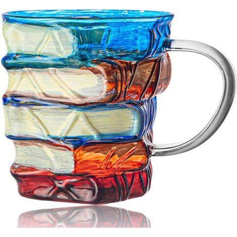 Mug Livre - Céramique Blanc - Design 3D Pile De Livres - Pour Café Thé - 1 Pièce (1/5)