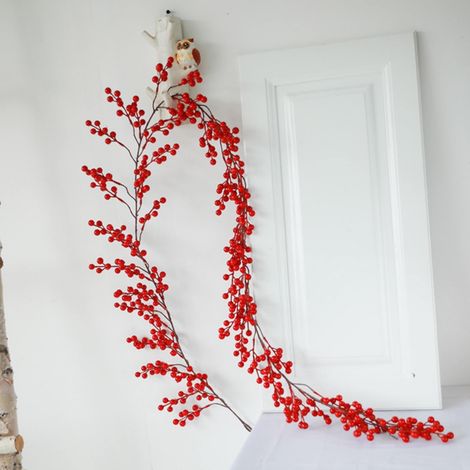 Rameaux Artificiels De Baies Rouges - Décoration Murale De Noël - Pour Couronnes Et Dispositions Florales - 180 Cm - 1 Pièce (1/5)