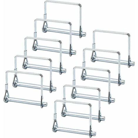 Vierkant-Sicherungsbolzen, 10 Stück, Wellensicherungsbolzen, 1/4"-Sicherungsbolzen, Kupplungsbolzen, für Gartenanhänger, Landwirtschaft, Rasen und Abschleppen (Silber)