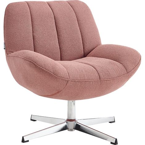 Poltrona girevole in tessuto texturizzato rosa VOLABO