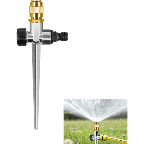 Metal Lawn Sprinklers for Yard Automatic Garden Stake 360 Degree Surface Cover Metal Lawn Sprinklers for Garden Flowers, Yard, Vegetable Garden (Silver) (1/5)