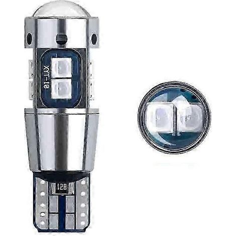 Lot de 2 ampoules LED W5W T10 Canbus sans erreur 3030 10SMD 5W5 pour clignotant latéral, blanc ultra-lumineux et coudé (1/5)