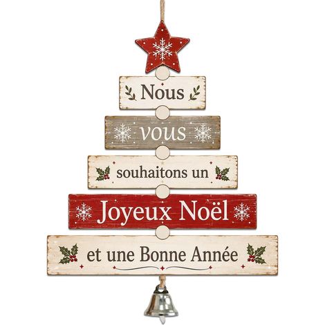 Deco Porte Noel, Decoration Noel, Pancarte en Bois à Suspendre 15 x 21 cm (1/5)