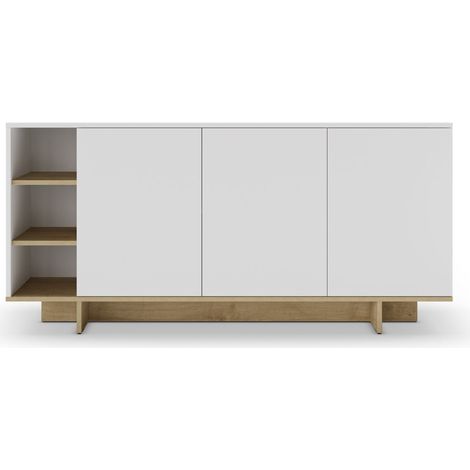 CALYO - Buffet 3 portes 170 cm en mélamine - Blanc