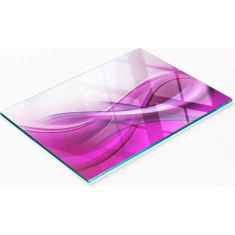 Tabla de cocina de vidrio templado duradera y elegante con diseño de ondas, 80x52 cm. (1/5)
