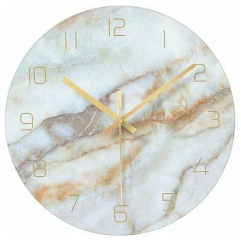 Nazalus-Vente chaude-Horloge murale en verre de marbre silencieux pour salon, marbre moderne résistant aux rayures de 12 pouces (1/4)