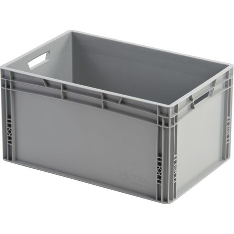 Eurobox 60x40x32 in Grau - Aufbewahrungsbox ohne Deckel mit Griffe bis 20kg belastbar, Polypropylen