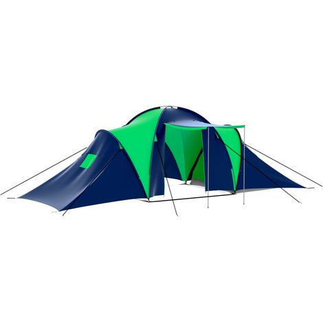 Tente de réception,Tente de camping,Chapiteau,Tonnelle de Jardin 9 personnes Bleu et Vert XZZ62515 (1/5)