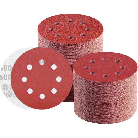 Schleifpapier 125mm Klett 600 Körnung, 8 Loch, 110 Stück (1/5)