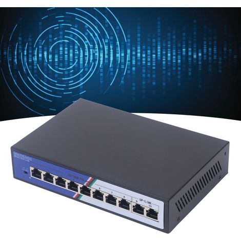 Gigabit PoE Ethernet-Switch mit 10 Ports, integriertem Netzteil und Überwachung, lüfterlosem Metallgehäuse, Plug-and-Play-kompatibel, europäischer Standard 100-240 V. (1/5)