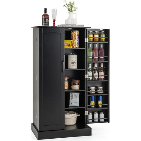 Costway – Buffet cuisine 2 portes avec 16 étagères – Dispositif anti-basculement – Dimensions 60 x 40 x 120 cm – Panneaux de haute qualité – Blanc (1/5)
