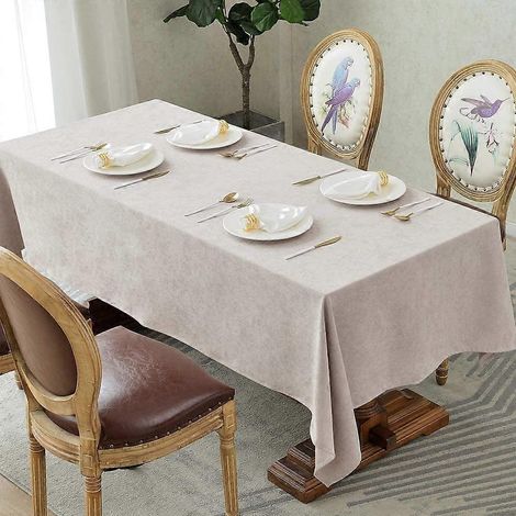 Nappe rectangulaire imitation lin, lavable, idéale pour la table de cuisine ou de salle à manger, la décoration de buffet et facile à nettoyer. Grande nappe oblongue. (1/5)