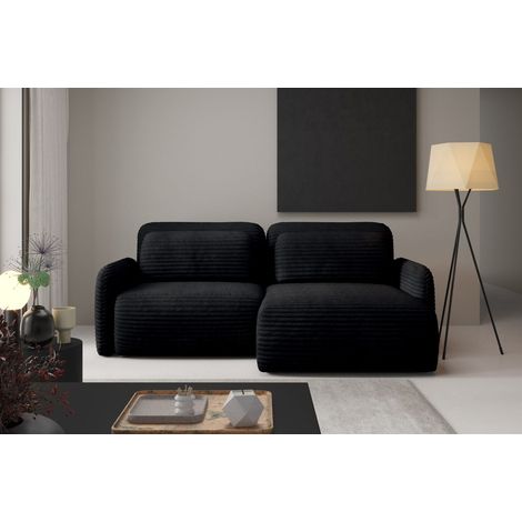 Ecksofa Schlafsofa Sofa SIMONE in Stoff Ambience Schwarz Ottomane Rechts (1/5)