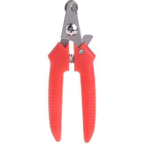 Coupe-ongles professionnel pour animaux de compagnie, lame en acier tranchante, manche ergonomique, taille XS, rouge.