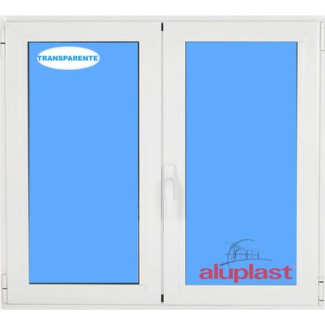Ventana PVC ALUPLAST 1000x1000 Blanca 2 Hojas Oscilobatiente Vidrio Transparente