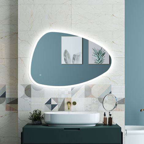 OCEAN Specchio da bagno 80x55cm con LED,3 colori,Dimmerabile, Antiappannamento,Memoria,IP44, Vetro HD (1/5)