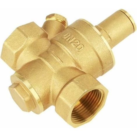 1 x réducteur de pression d'eau en laiton DN20, avec manomètre intégré, réglable 0,05–0,8 MPa, pour installations résidentielles et professionnelles (1/5)