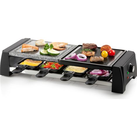 Raclettgrill mit Steingrill für 8 Personen inklusive 8 Pfännchen und 1200 Watt