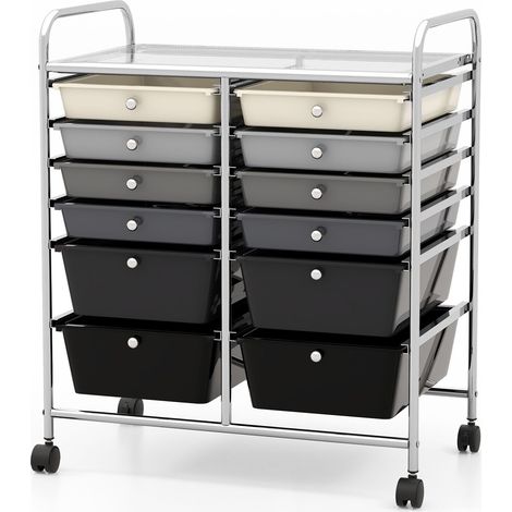 12 Drawer Rolling Storage Cart Office Lightweight Utility Cart w/Wheels (1/5)