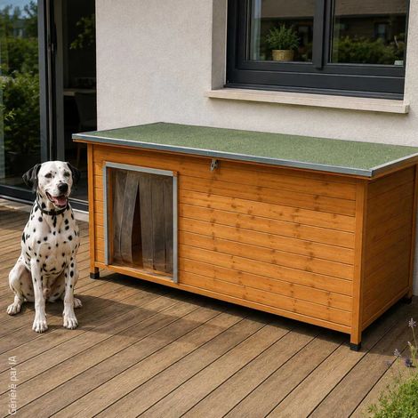 Niche en bois haute isolation Taille 2XL - Épicéa 3 couches avec toit étanche (1/5)